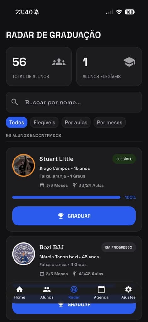 Tela de Radar no Next Belt